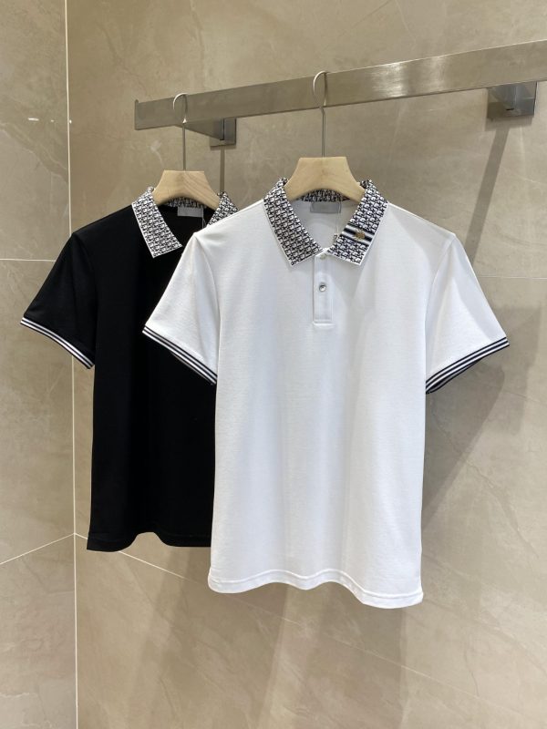 Dior spring and summer fashion short-sleeved mercerized pearl cotton polo POLO shirt