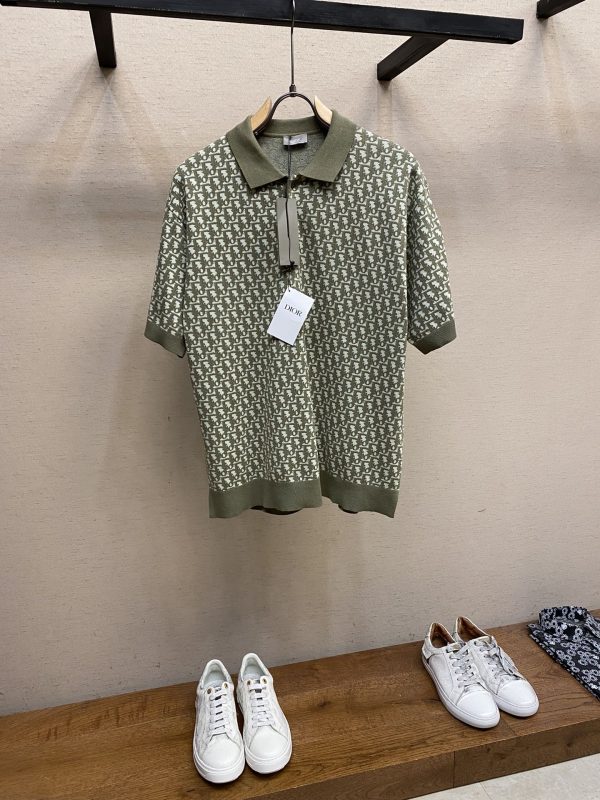 Dior, 23ss Oblique presbyopic polo shirt men and women of the same style spot sale This jersey polo features Dio^'s signature Oblique print - Image 5