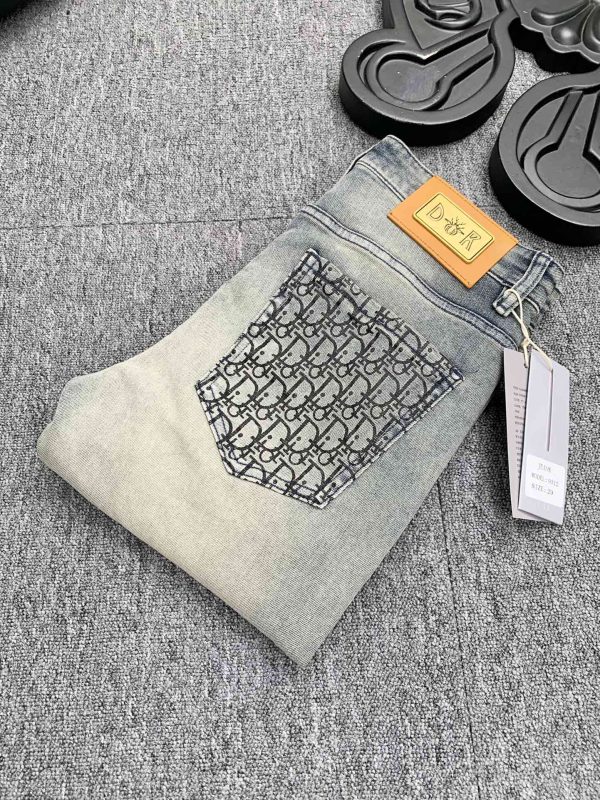 Dior 2023 summer thin new men's jeans The fabric has good elasticity. Exclusive sale, official website synchronization, fashion and elegance, heavy craft design - Image 2