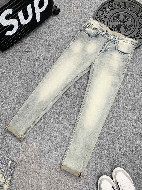 Dior 2023 summer thin new men's jeans The fabric has good elasticity. Exclusive sale, official website synchronization, fashion and elegance, heavy craft design - Image 3