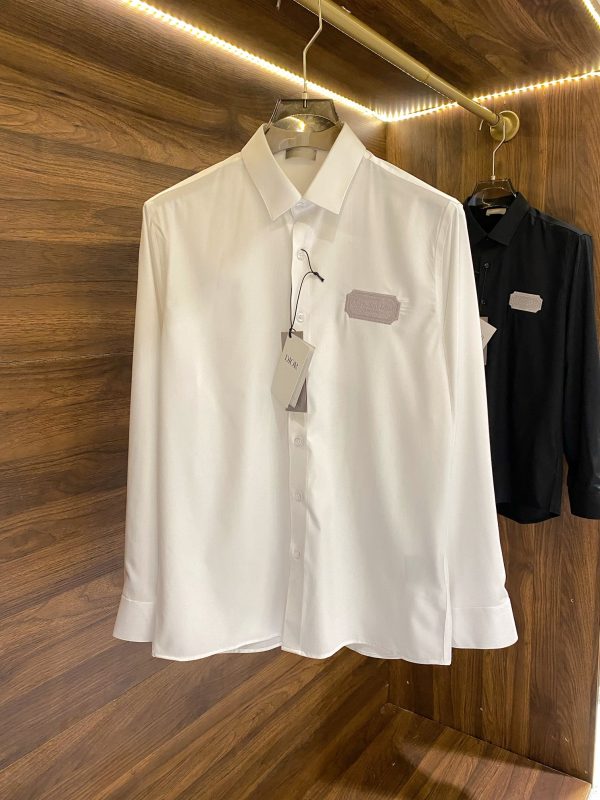 DIOR 2023 early spring new product counter casual long-sleeved shirt! Perfectly embroidered logo text, seamless tailoring Imported 80-count ultra-high-count mulberry silk cotton, soft and comfortable to the touch