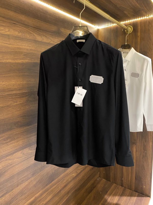 DIOR 2023 early spring new product counter casual long-sleeved shirt! Perfectly embroidered logo text, seamless tailoring Imported 80-count ultra-high-count mulberry silk cotton - Image 11