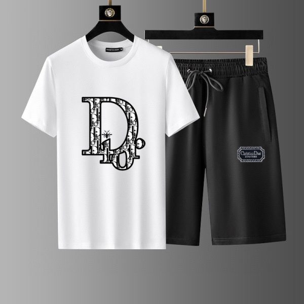 Brand [DIOR] 2023 new men's short-sleeved shorts suit! Synchronous sales on the official website! High-end version on the market - Image 4