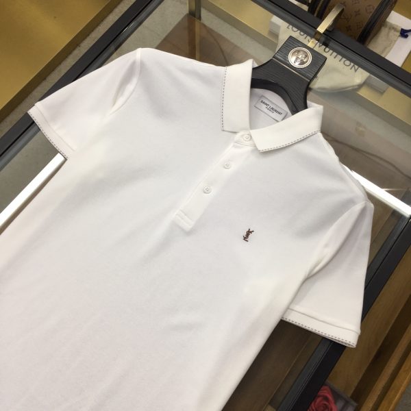 YSL2023 spring and summer new products Fashionable POLO/turned-neck short sleeves Haute-couture and versatile styles that anyone can easily control Fully custom-made fabrics Luxury classic brand logo design on the chest - Image 6