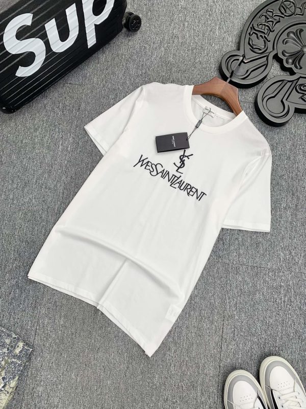 YSL Saint Laurent men's 2023 spring and summer new short-sleeved T-shirts, the summer office is elegant, tall and fashionable, and the first choice is a round neck short-sleeved - Image 3
