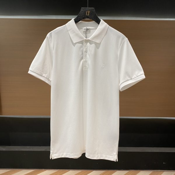 YSL 23 spring and summer short-sleeved polo shirt with brand letter embroidery on the chest, the same style as ZG, with YSL letter logo on the chest and embroidery in the same color of the cloth - Image 2