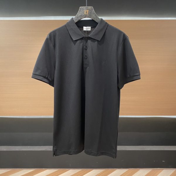 YSL 23 spring and summer short-sleeved polo shirt with brand letter embroidery on the chest, the same style as ZG, with YSL letter logo on the chest and embroidery in the same color of the cloth - Image 7