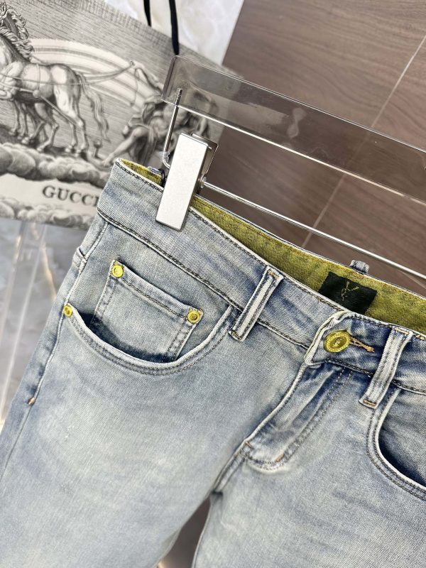 YSL Saint Laurent 2023 high-end custom jeans The latest fashion week catwalk style Primary color yeast washing process Select heavy denim denim fabric (cotton - Image 6