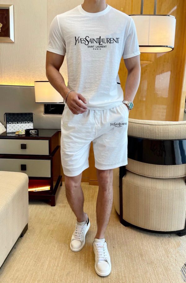 YSL Saint Laurent] 2023 new men's short-sleeved shorts suit! Simultaneous sales on the official website! High-end version on the market - Image 3