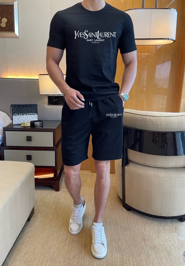 YSL Saint Laurent] 2023 new men's short-sleeved shorts suit! Simultaneous sales on the official website! High-end version on the market - Image 4