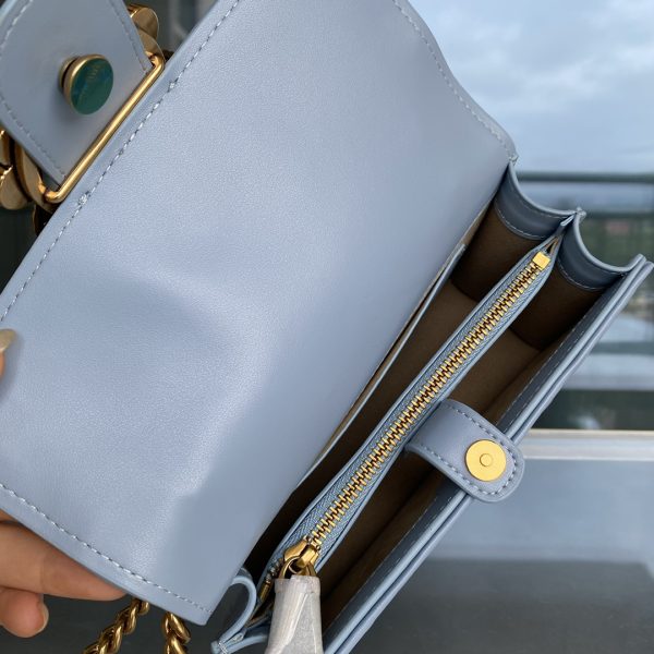 Pinko 2022 New Rhombus Pattern Underarm Bag Bird Bag Swallow Bag 1P22Z1Y7SR Blue - Image 9