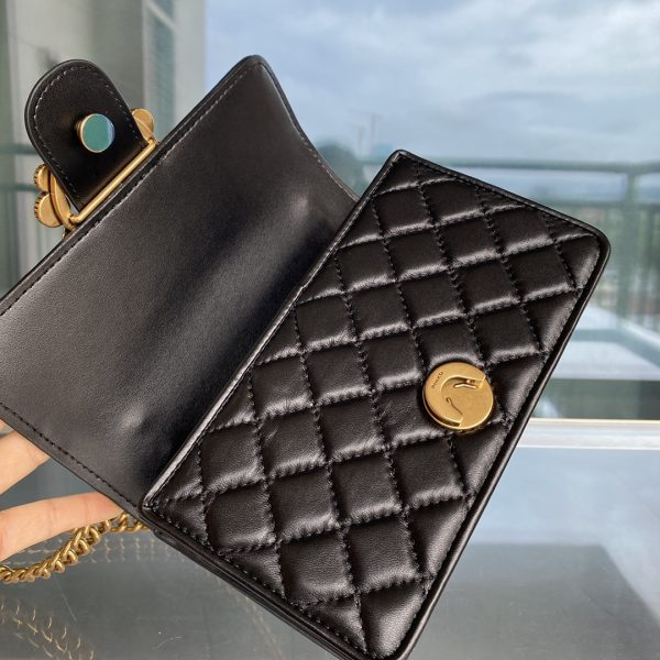 Pinko 2022 New Rhombus Pattern Underarm Bag Bird Bag Swallow Bag 1P22Z1Y7SR Black - Image 8