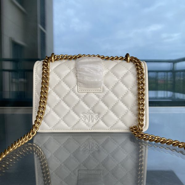 Pinko 2022 New Rhombus Pattern Underarm Bag Bird Bag Swallow Bag 1P22Z1Y7SR White - Image 3