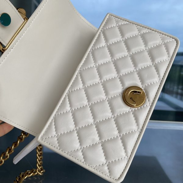 Pinko 2022 New Rhombus Pattern Underarm Bag Bird Bag Swallow Bag 1P22Z1Y7SR White - Image 8