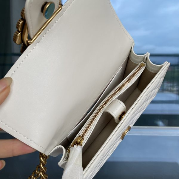 Pinko 2022 New Rhombus Pattern Underarm Bag Bird Bag Swallow Bag 1P22Z1Y7SR White - Image 9