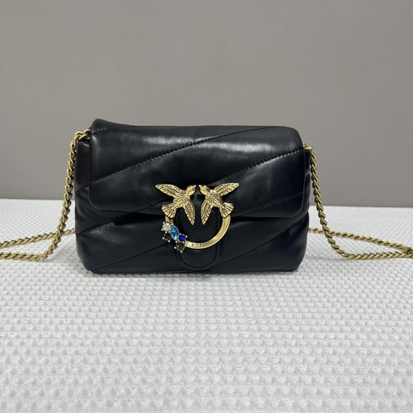 Pinko 2023 Women’S Bag Quilted Rhinestone Decoration Small Bird Bag 100040A0H3 Black