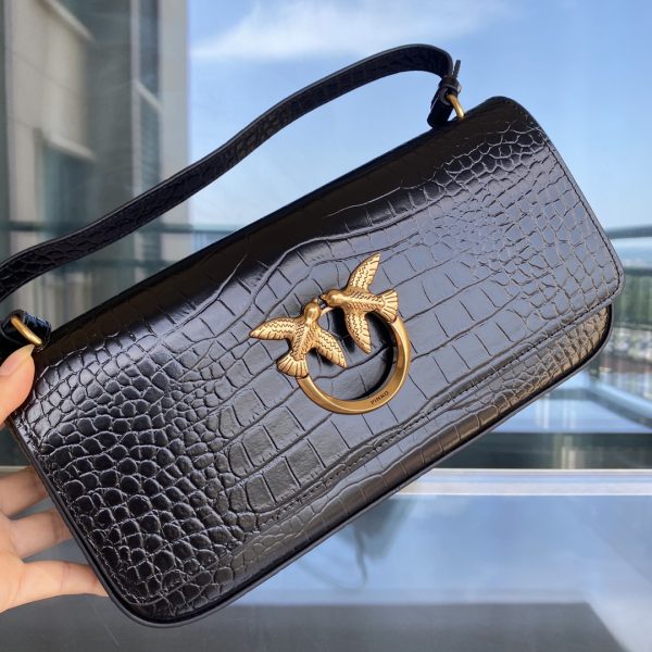 Pinko Swallow Bag 2022 Spring And Summer Crocodile Pattern Baguette Bag Underarm Bag One Shoulder Messenger Women'S Bag - Image 6