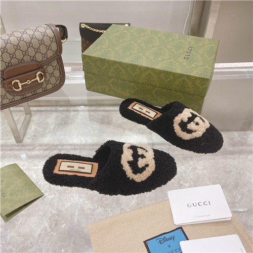 gucci wool logo slippers