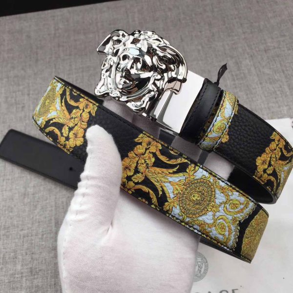 Versace Palazzo Leather Belt With Silver Buckle - Image 5