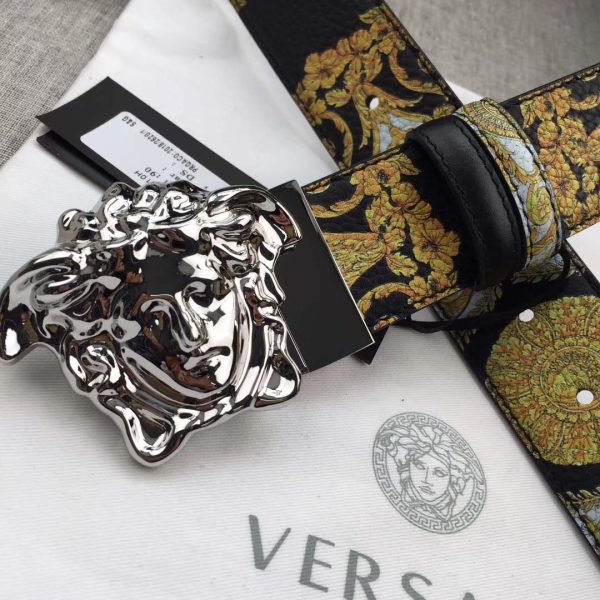 Versace Palazzo Leather Belt With Silver Buckle - Image 8