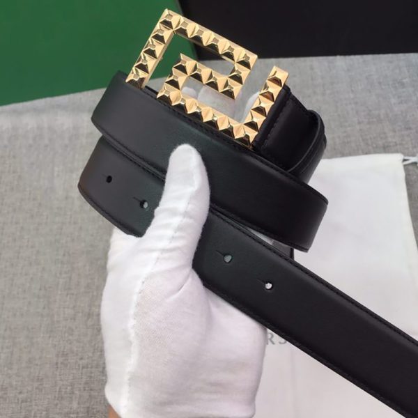 Versace Leather Belt With Square G Buckle