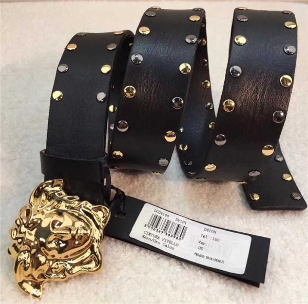 Versace Medusa Buckle Micro Studded Belt In Black