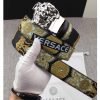 Versace Palazzo Leather Belt With Silver Buckle