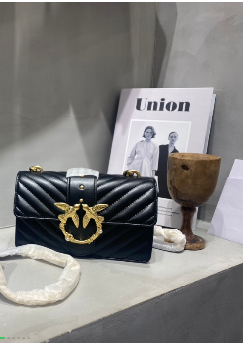 Pinko Autumn And Winter New Products – Diamond Pearl Buckle Series Black