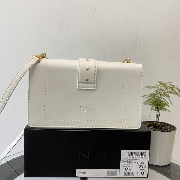 Pinko Swallow bag 2021 autumn and winter new classic leather chain shoulder handbag Bacchus bag white - Image 3