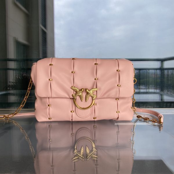 Pinko Plum Home Swallow Bag New Puff Pillow Bag One Shoulder Messenger Chain Bag Pink