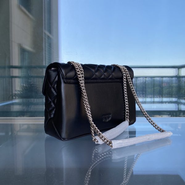 Pinko New Shoulder Messenger Bag Made Of Sheepskin Black - Image 3