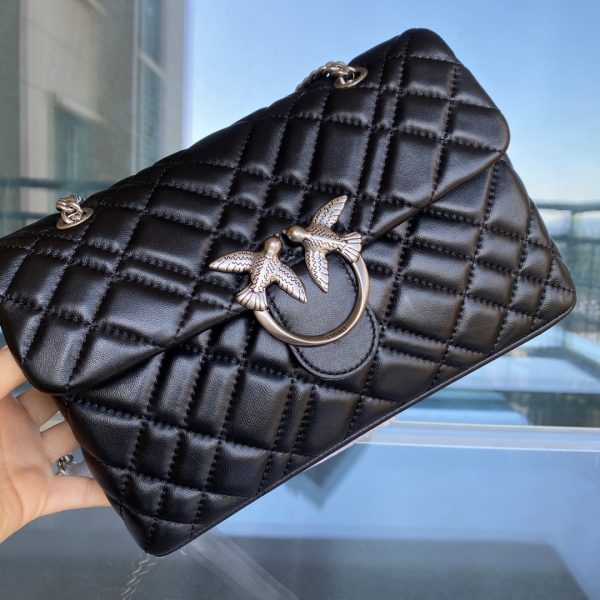 Pinko New Shoulder Messenger Bag Made Of Sheepskin Black - Image 5