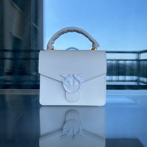 Pinko’S New Paint Small Square Bag Shoulder Strap Atmosphere White