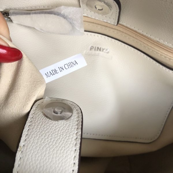 Pinko Quality Control Swallow Bag New Top Layer Cowhide Double Shoulder Strap Capacity Super Large A - Image 9