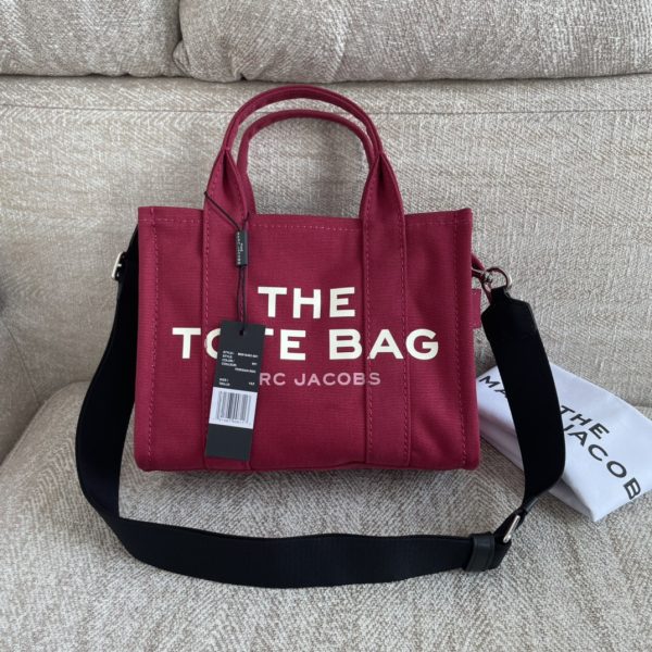 Marc Jacobs Canvas Shopping Bag New Style With Long Shoulder Strap Detachable Adjustable Fashion Simple Dust Bag Red