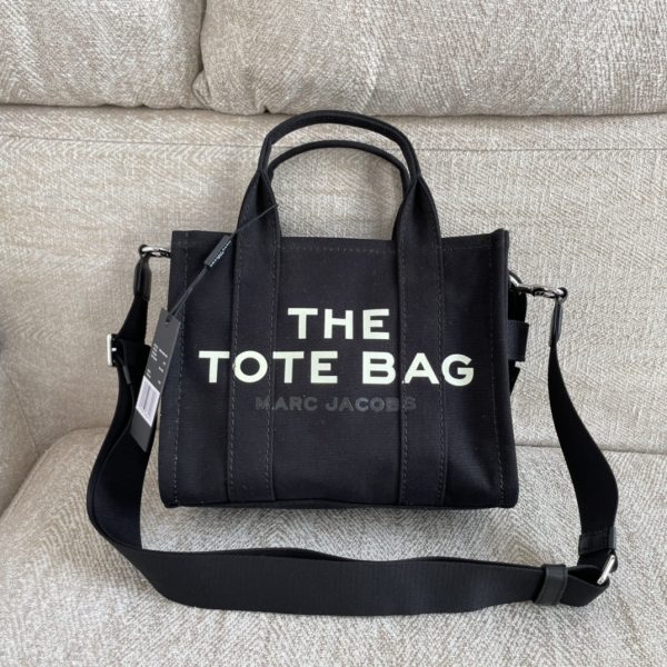 Marc Jacobs Canvas Shopping Bag New Style With Long Shoulder Strap Detachable Adjustable Fashion Simple Dust Bag Black