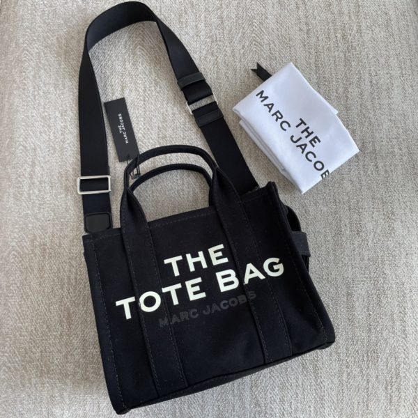 Marc Jacobs Canvas Shopping Bag New Style With Long Shoulder Strap Detachable Adjustable Fashion Simple Dust Bag Black - Image 4
