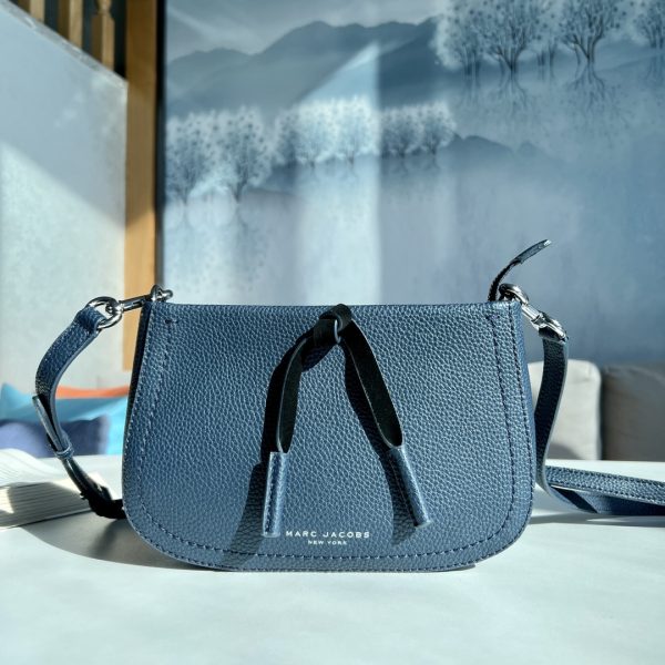 Marc Jacobs New Pure Original Half-Circle Messenger Bag Leather Shoulder Strap Adjustable Dust Bag Blue