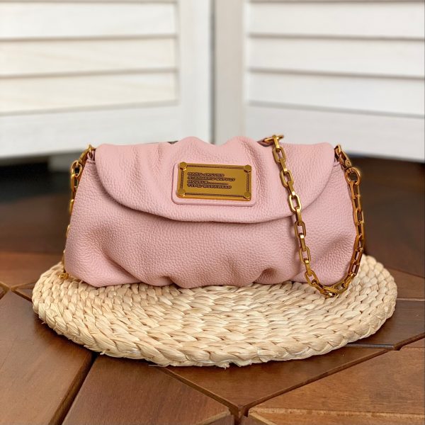 THE KARLIE Marc Jacobs Leather Retro Modern Mini Messenger Bag Shoulder Bag Clutch Pink