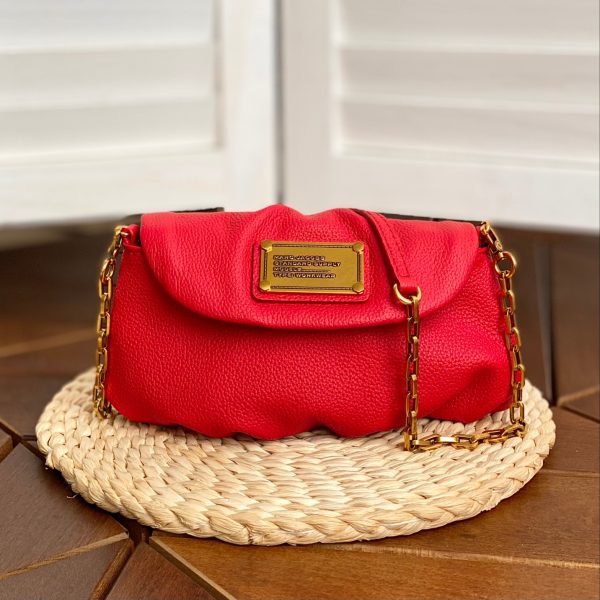 THE KARLIE Marc Jacobs Leather Retro Modern Mini Messenger Bag Shoulder Bag Clutch Red