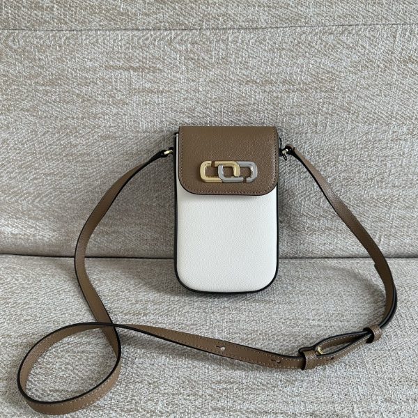 Marc Jacobs Mobile Phone Bag The Mj J Link Series Caviar Top Layer Cowhide Shoulder Strap Adjustable Length White
