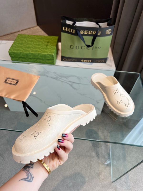 Gucci GG Slides perforated carved shoes White - Image 6