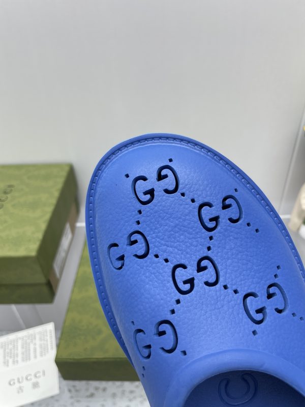 Gucci GG Slides perforated carved shoes blue - Image 8