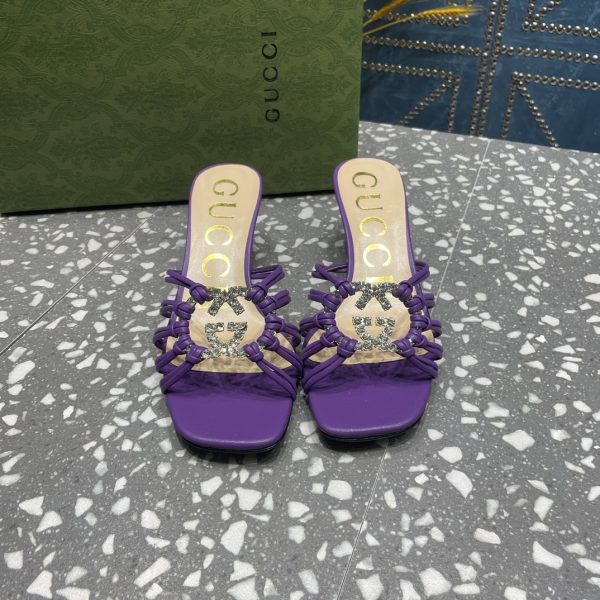 Gucci’s new summer crystal-embellished hand-woven sandals B