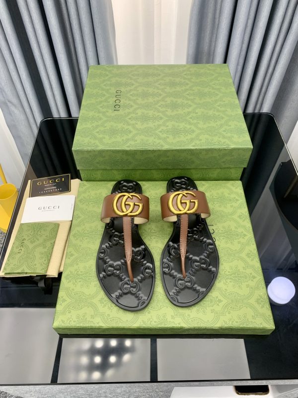 Gucci Vintage Classics Hit T-Shaped Flat Flip-Flops Beach Slippers A