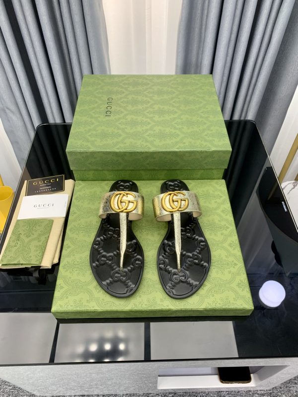 Gucci Vintage Classics Hit T-Shaped Flat Flip-Flops Beach Slippers B