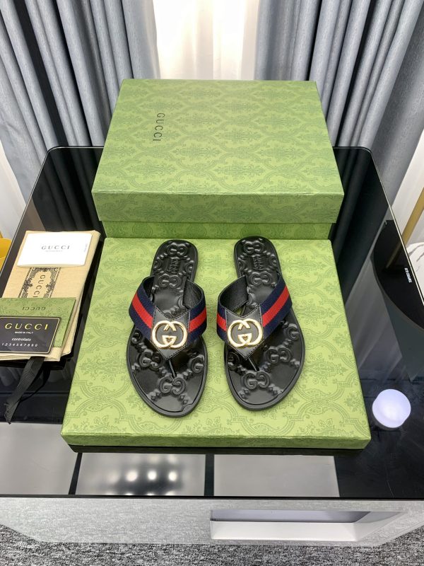 Gucci Vintage Classics Hit T-Shaped Flat Flip-Flops Beach Slippers C