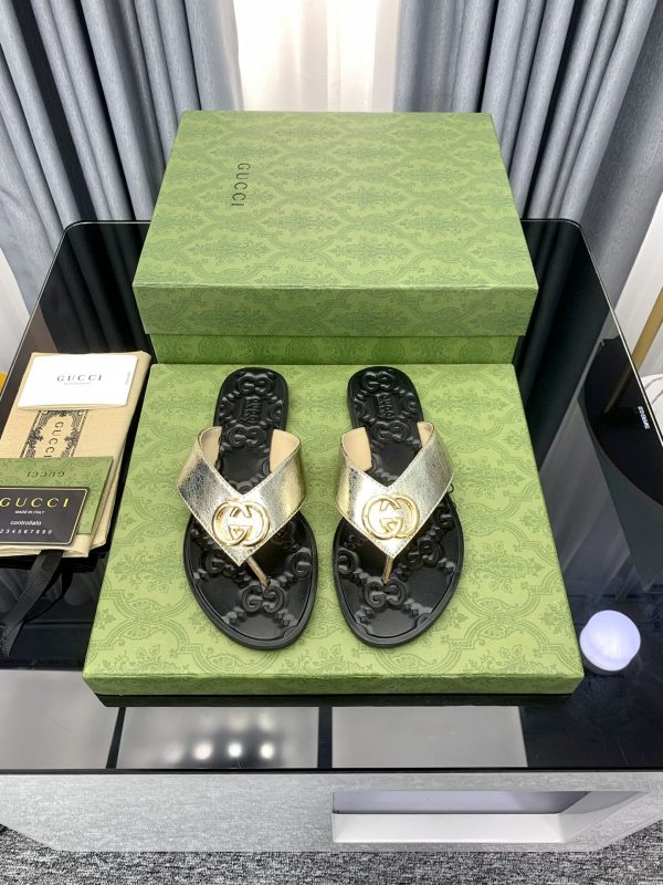 Gucci Vintage Classics Hit T-Shaped Flat Flip-Flops Beach Slippers D