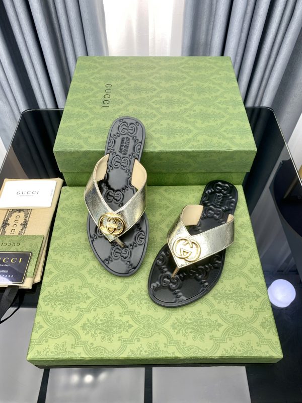 Gucci Vintage Classics Hit T-Shaped Flat Flip-Flops Beach Slippers D - Image 5