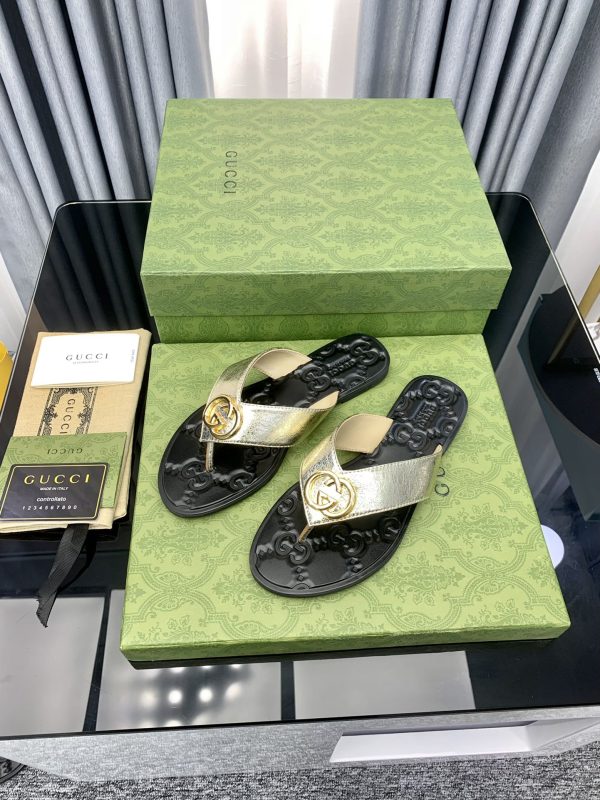 Gucci Vintage Classics Hit T-Shaped Flat Flip-Flops Beach Slippers D - Image 6